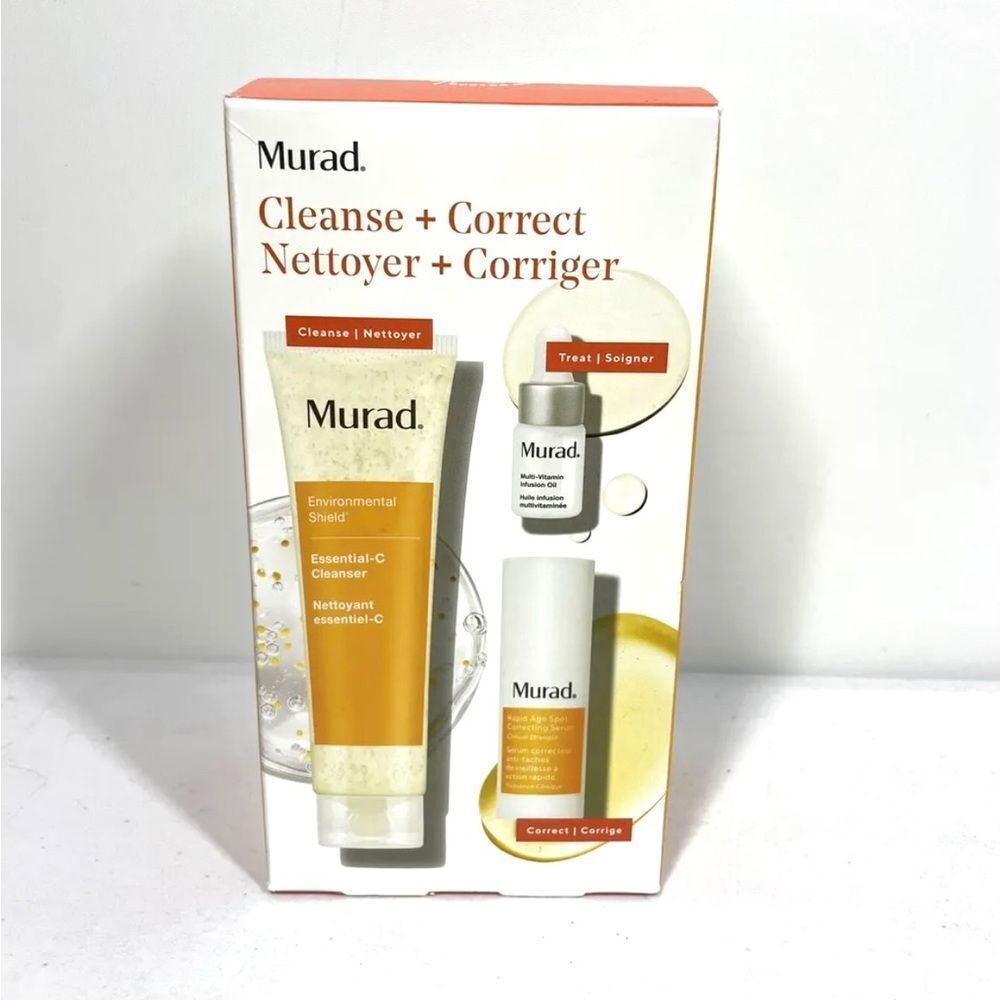 Murad Cleanse & Correct Brighten Tone Kit 3 PC Set New In Box Cleanse Serum Oil
